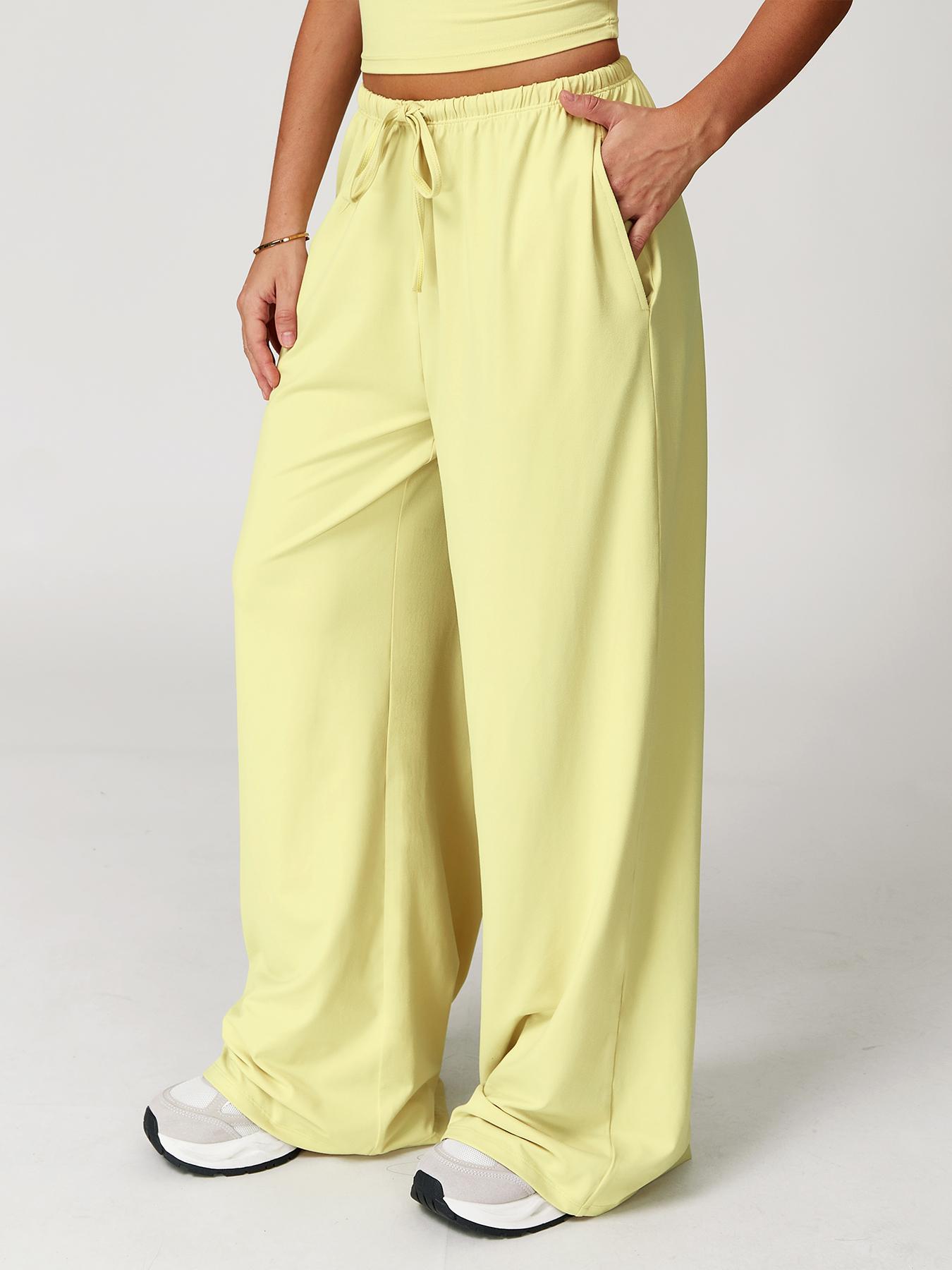 Women's Solid Halter Neck Top & Wide-Leg Pants Sports Set, Casual Sleeveless Top & Pants for Daily Outdoor Wear, Ladies Activewear Set for Tennis and Running, Workout Clothes, Breathable Activewear, Yoga Gym Outfits