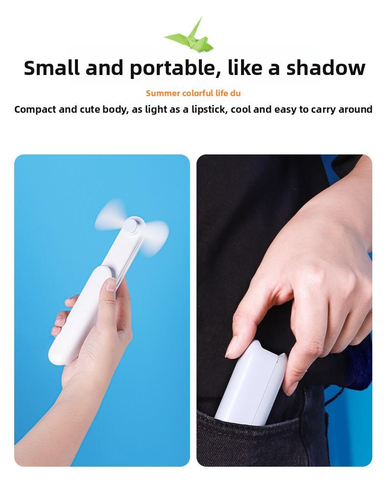 Handheld portable mini fan, retractable USB rechargeable fan, silent for office desktop use