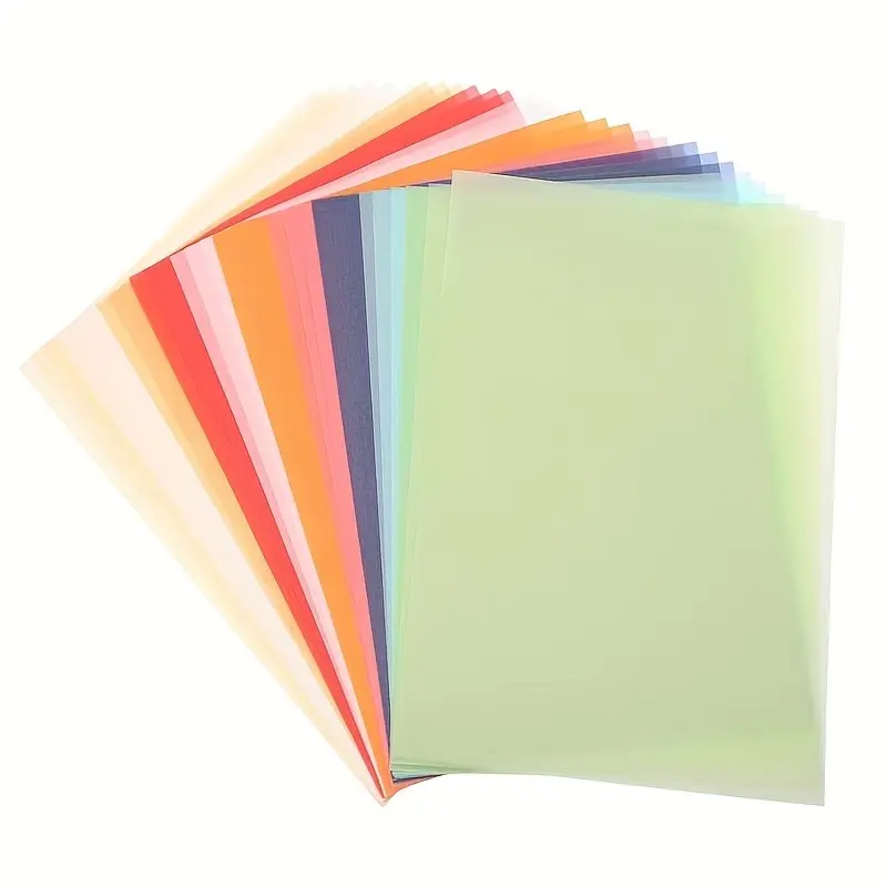 Colored Vellum Paper, 50 Sheets 10 Colors Transparent Vellum Paper A4/A5/A6 Translucent Tracing Paper Printable Clear Vellum Sheets for Printing Drawing Ink Jet Laser Printer Computer Paper Stationery Paper