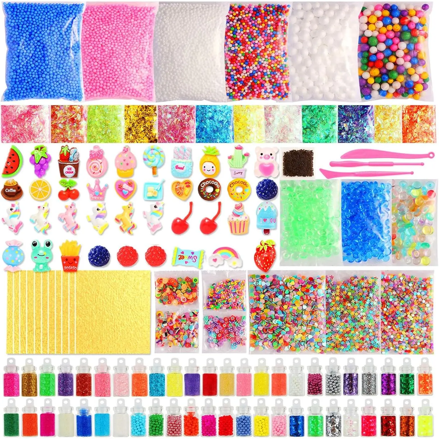Slime Accessories Kit for Kids – Slime Mix-Ins Craft Supplies (Charms, Glitter, Foam Balls, Sequins) – DIY Craft Supplies, No Glue Included