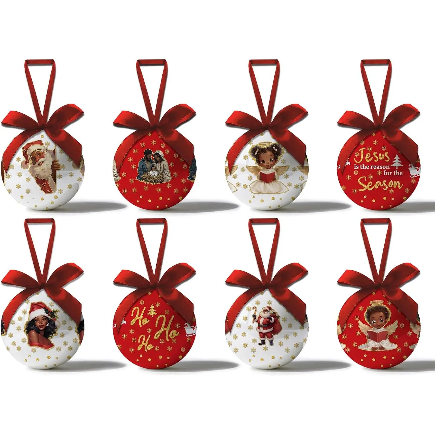 Black Santa Christmas Decorations - Black Santa Ornaments  Balls   Christmas Tree Decorations, Decoration Ball 2.36 Inch for Xmas Tree Party  Holiday,Xmas Gifts Set of 16 count