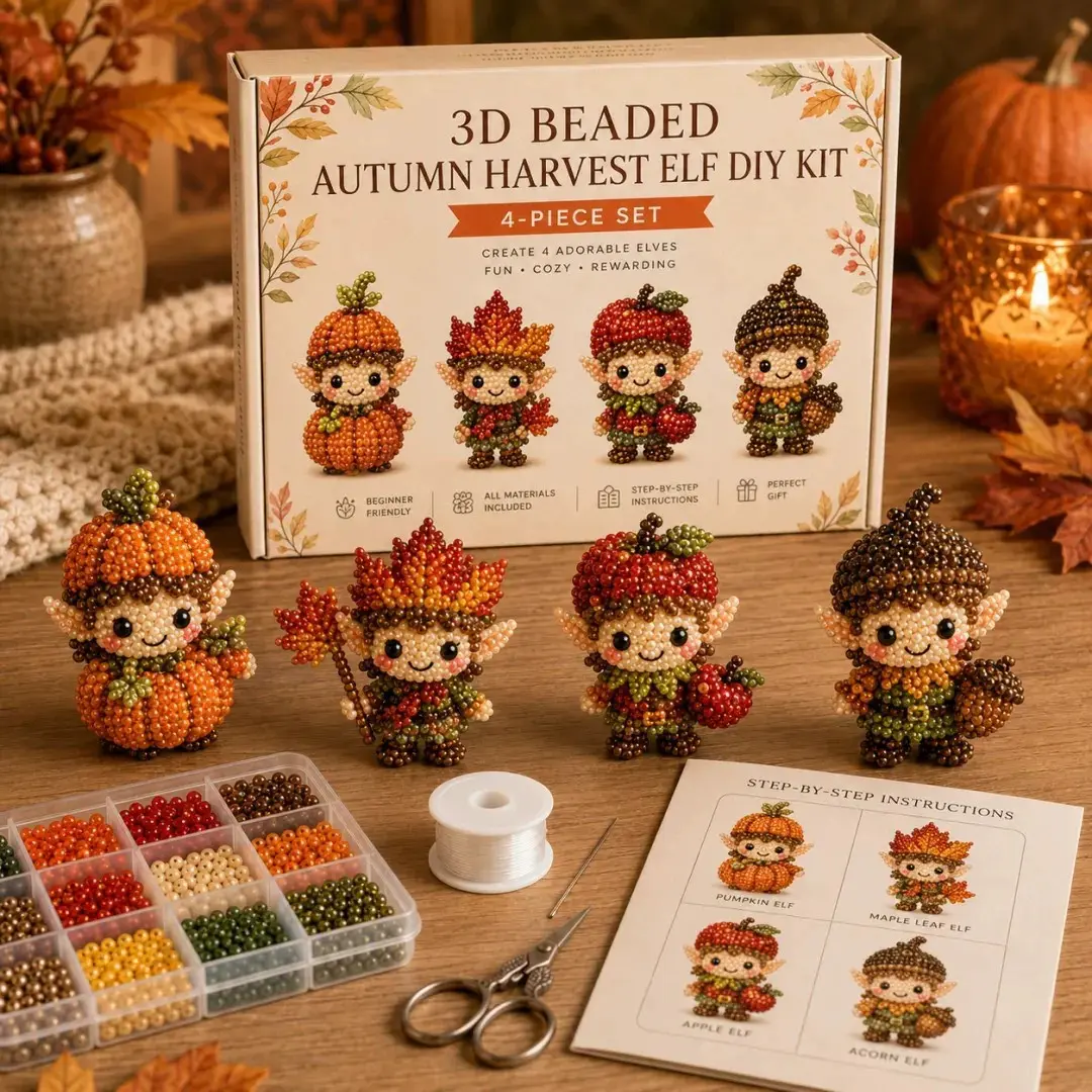 3D Bead Magic Elf DIY Kit, Relaxing Craft Set, Perfect Gift for Handicraft Enthusiasts, Creative Hobby Supplies, Stress Relief Activity, Bead Art Kit