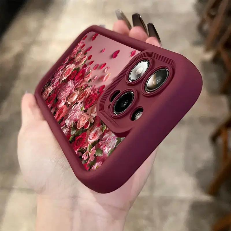 Creative Rose Heart Petal Pattern Phone Case, Suitable for Apple iPhone 17 E Air Pro ProMax iPhone16 15 14 Plus 13 12 Mini 11 X XS XR