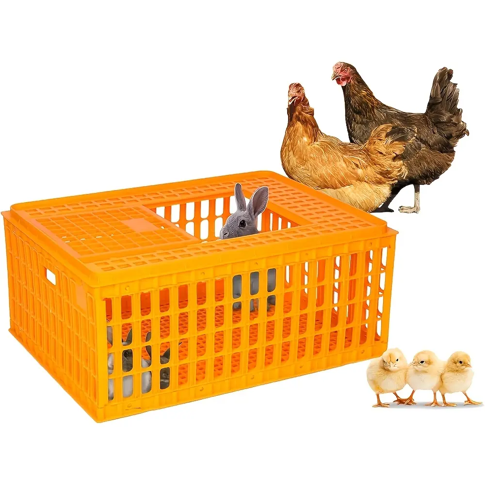 Poultry Carrier Crate Plastic Chicken Transport Crate Cage Heavy Duty Chicken Carrier Crates Chicken Crates Transport Box For 10-13 Adult Chicken Duck Goose Birds, 29.5 X 21.7 X 13 Inch, 1/2pcs