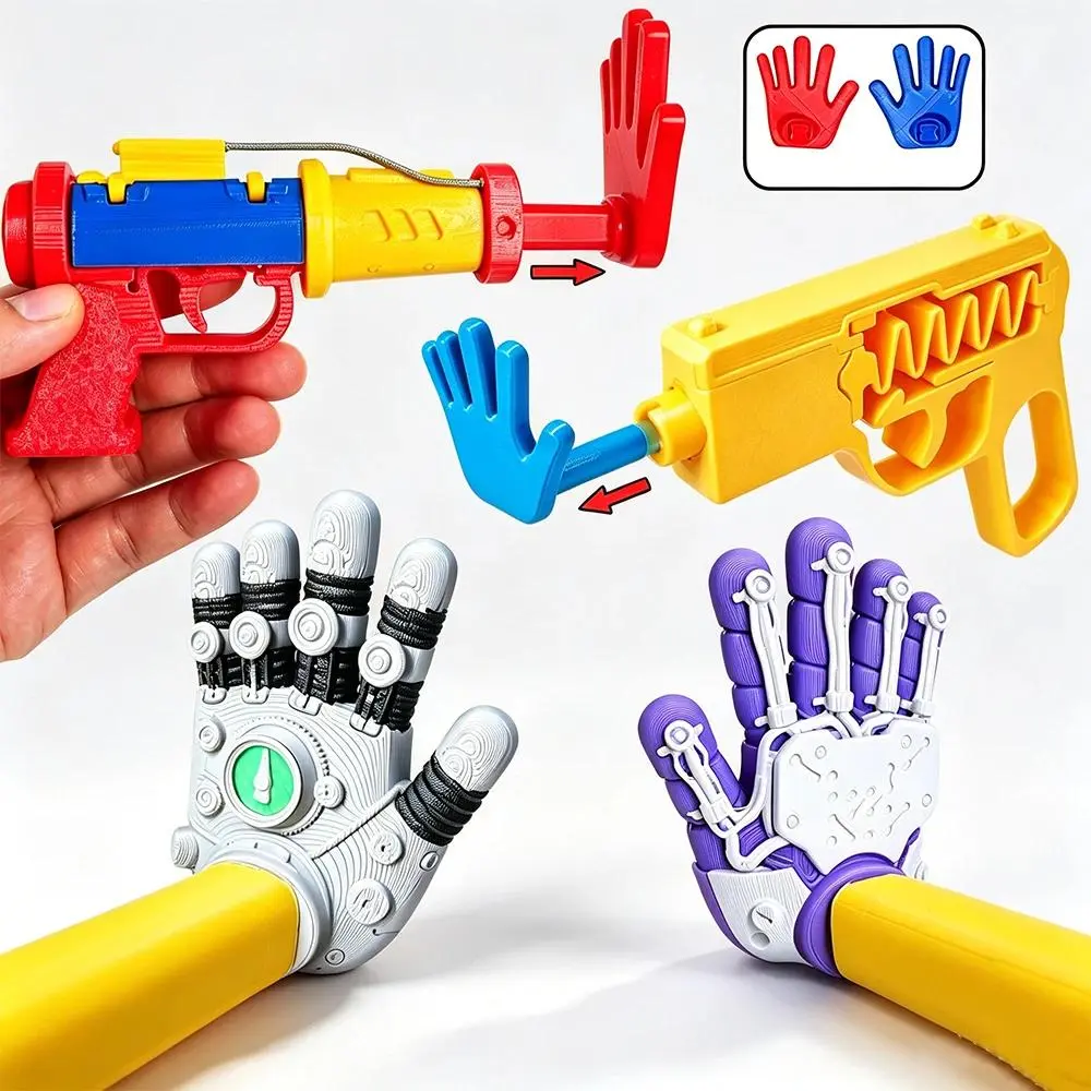 3D Printed Grab Pack Toy Set, Ejectable Hand Gun Stretchable Spring Loaded Joke Claw Cosplay Prop for Fans Role Play & Halloween