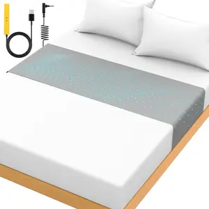 Grounding Mat for Bed 90% Organic Cotton+10% Pure Silver Fiber, Grounding Fitted Sheets for All Mattress Sizes, with Static grounding Cord and Test Pen (Gray, 105.5 * 23.4 inch)