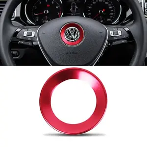 For VW Golf 4 5 Polo Jetta Car Steering Wheel Styling Center Emblem Decoration Ring Cover Sticker For Volkswagen Steering Covers