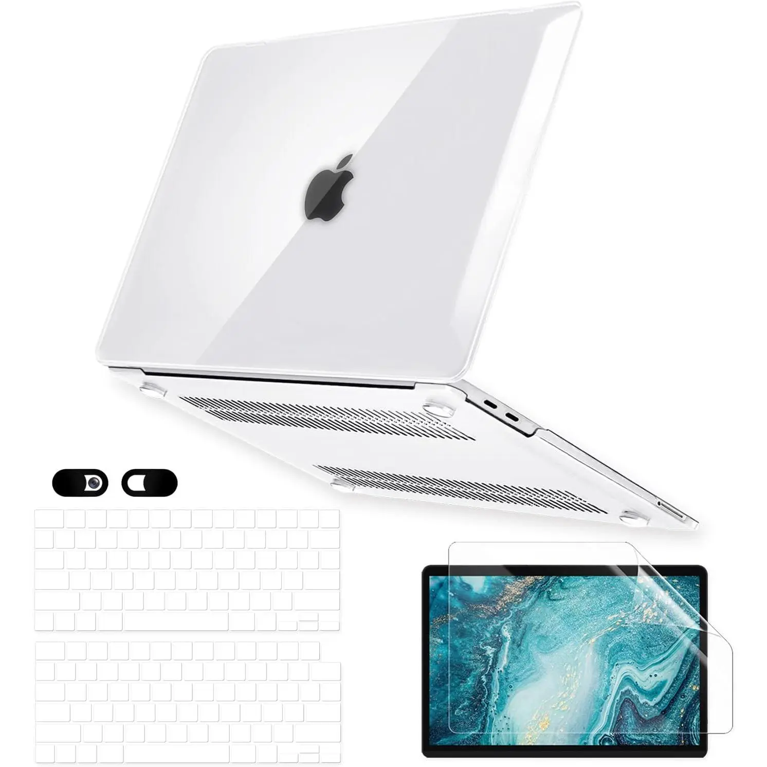 Clear Case for MacBook Neo 13-inch 2026 Release A3404 with A18 Pro Chip, 5 in 1 Plastic Hard Shell&Keyboard Cover&Screen Protector&Webcam Cover, Transparent