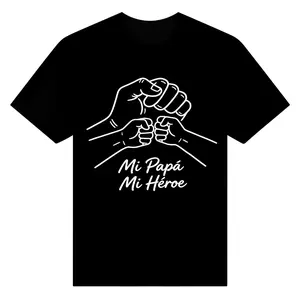 Regalo Perfecto para Día del Padre  | Playera Mi Papá Mi Héroe | Diseño Minimalista Puños | Camiseta Negra 100% Algodón Suave | Regalo Único y Emocional para Papá | Ropa Diaria para Hombre