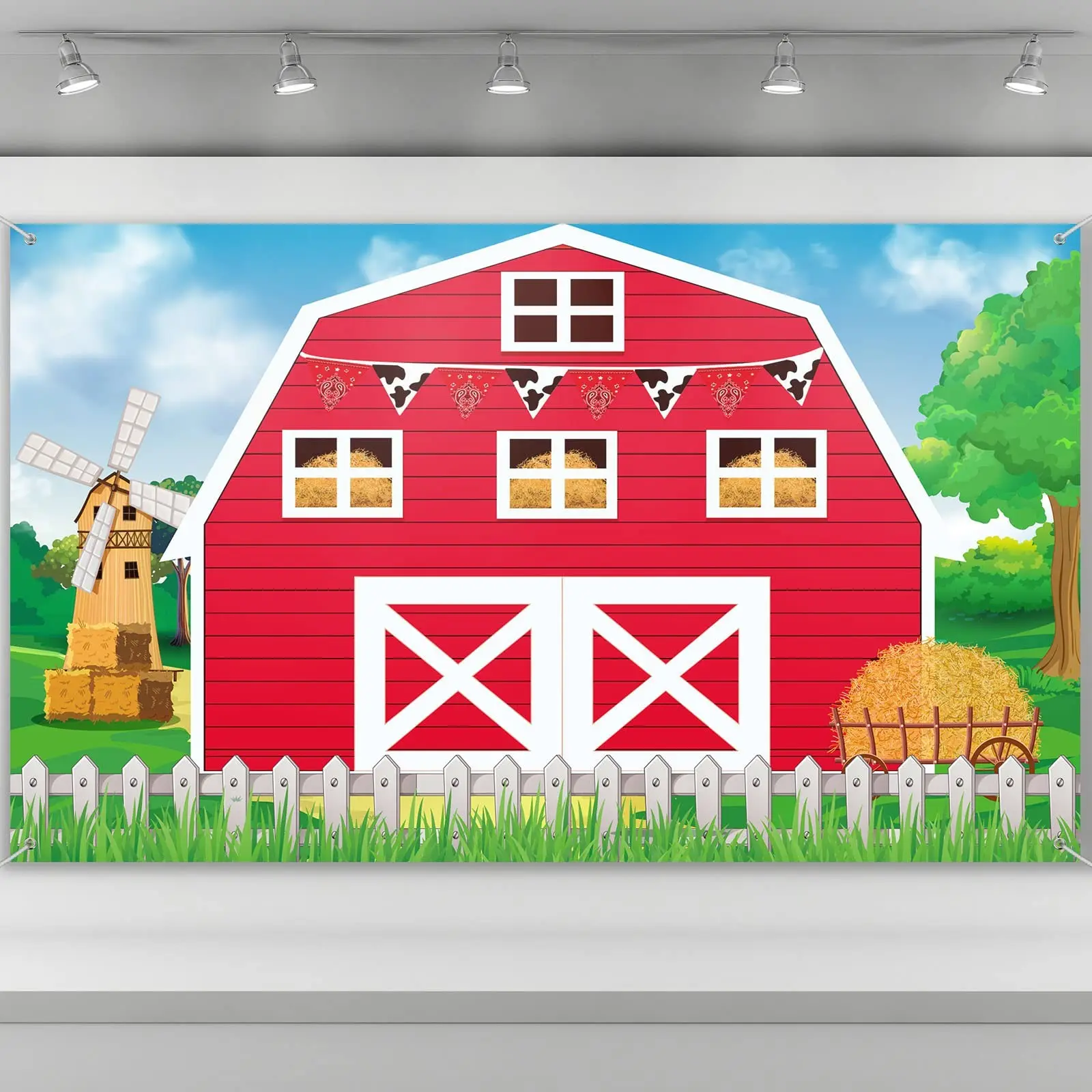 Farm Barn Door Background, Backdrop, Birthday Party Supplies, Party Decorations, Barn Door Banner Photography Props, Farm Theme Birthday Party Photo Booth