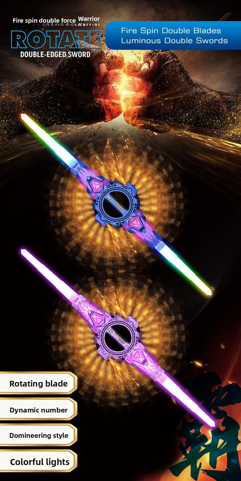 Flint Spinning Lightsaber - Double-edged Spinning Retractable Sword with Sound Effects & Colorful Lights |     Best-selling Kids' Toy, Popular Party/Role-play Toy, Perfect Birthday/Christmas Gift, Suitable for Indoor & Outdoor Play