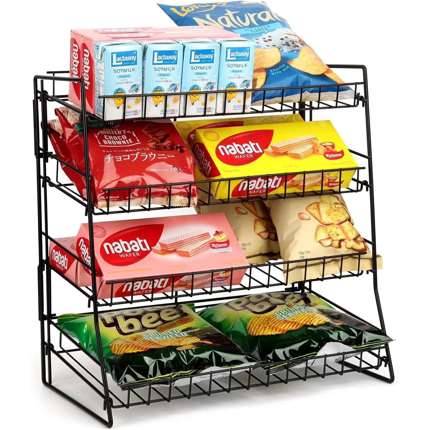 Candy Display Rack, Metal Snack Rack Display Stand, Snack Organizer for Countertop, Kitchen and Stores