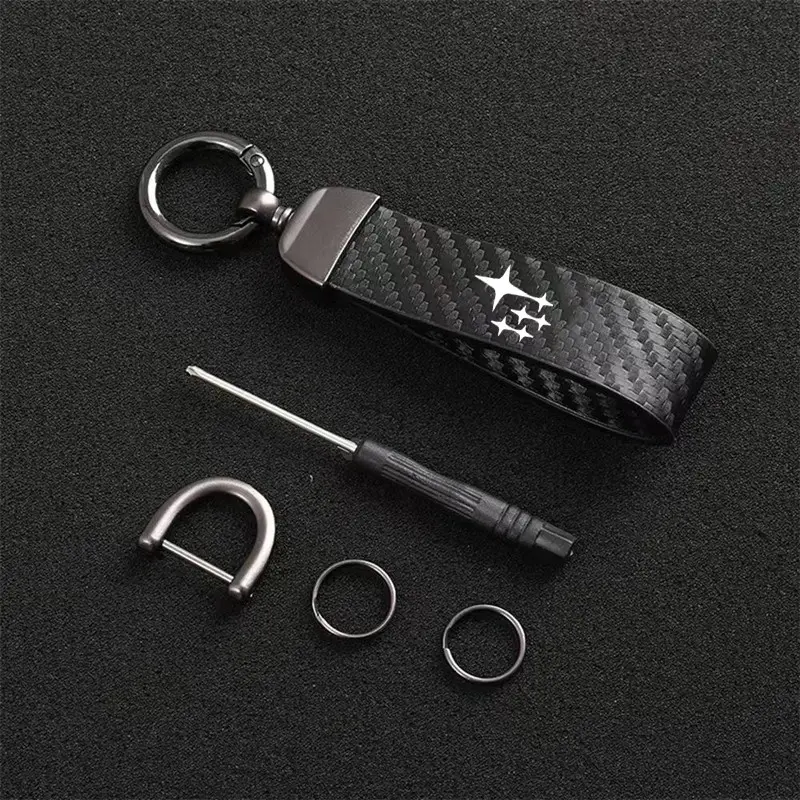 Subaru Car Keychain, Keyrings For Keys, Carbon Fiber Texture Design, PU Leather Material, Scratch-Resistant, Wear-Resistant, Daily Essential Item, Key Accessories