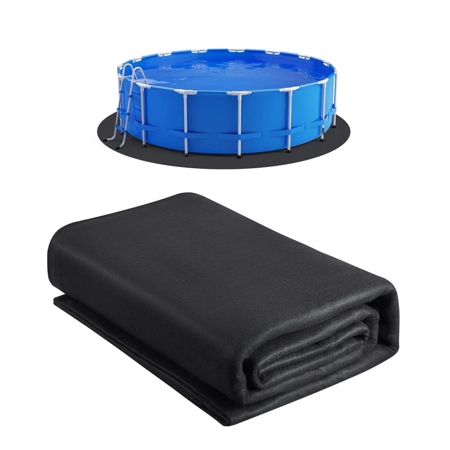 VEVOR 15ft Round Pool Liner Pad, Pool Liner Pad for Above Ground Swimming Pools, Extra-Thick Pool Mat, Prevents Punctures, Recycled Geotextile Material Underlayment Pad, Extend Liner Life