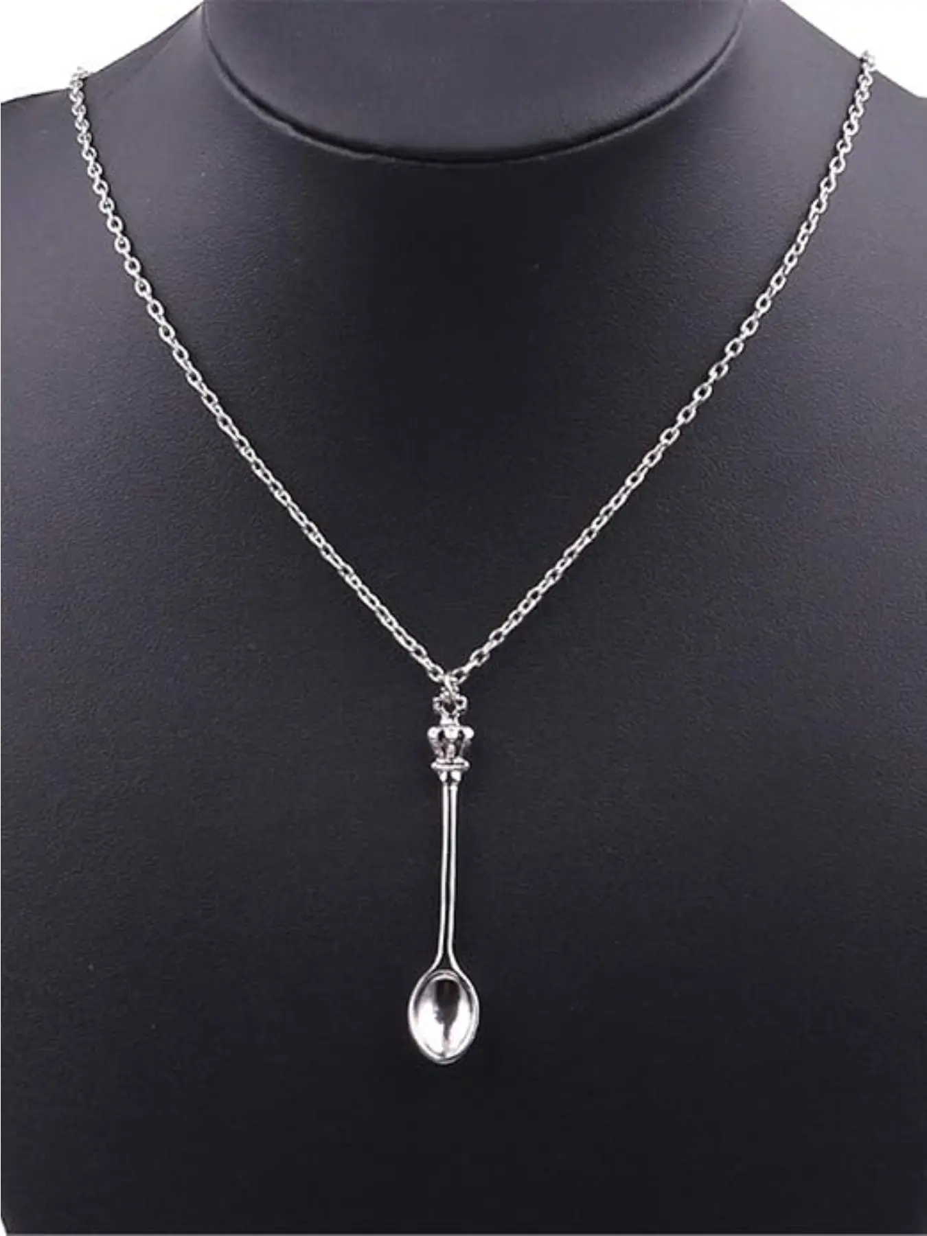 Spoon Necklace - Retro Crown Mini Teapot Necklace Pendant - Spoon Chain - Royal Ibiza Spoon Necklace Pendant - Suitable for Girls - Ladies - Silver - Gold