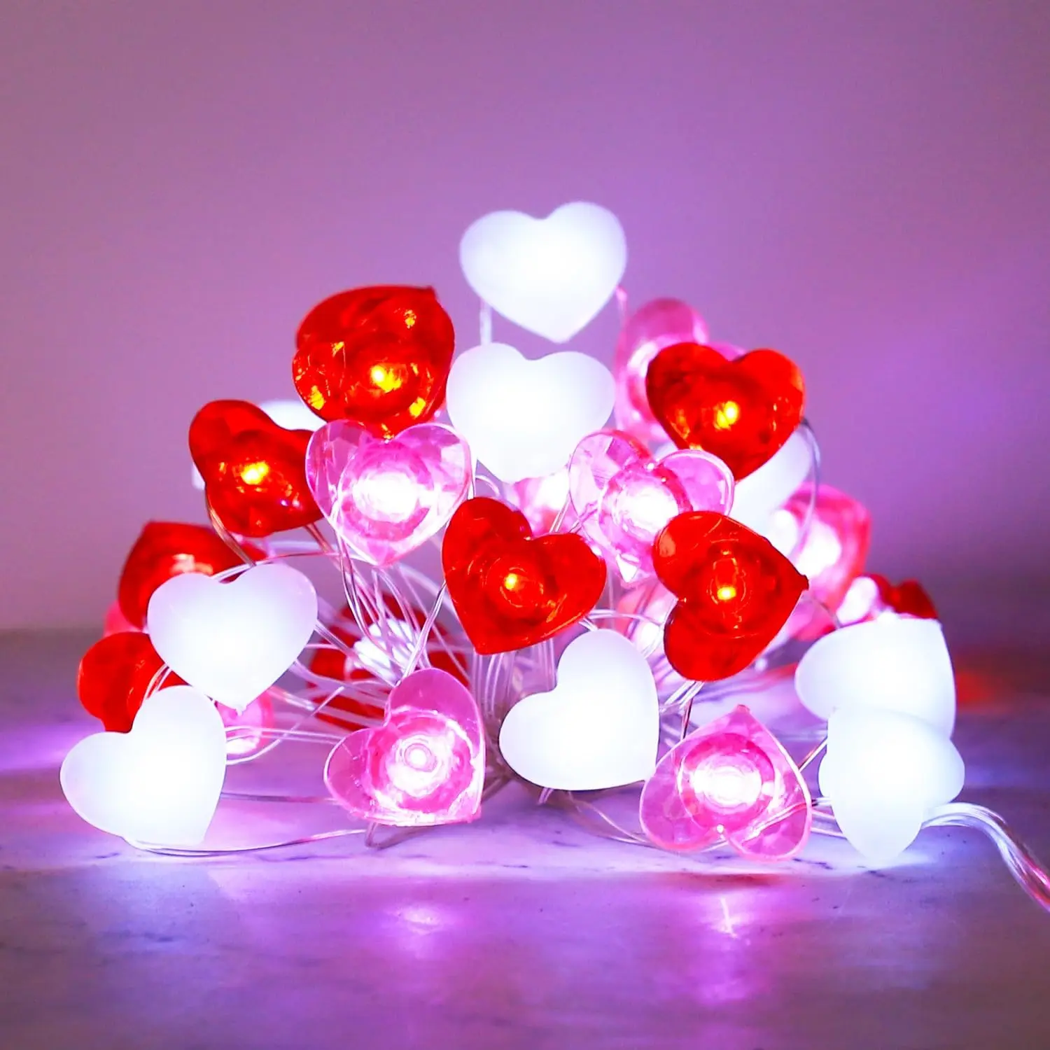 Valentines Day Decor Heart String Lights, 30 LED Fairy Lights with Remote Control &   Operated Copper String Lights for Christmas,Mother's Day,Wedding, Bedroom Decor