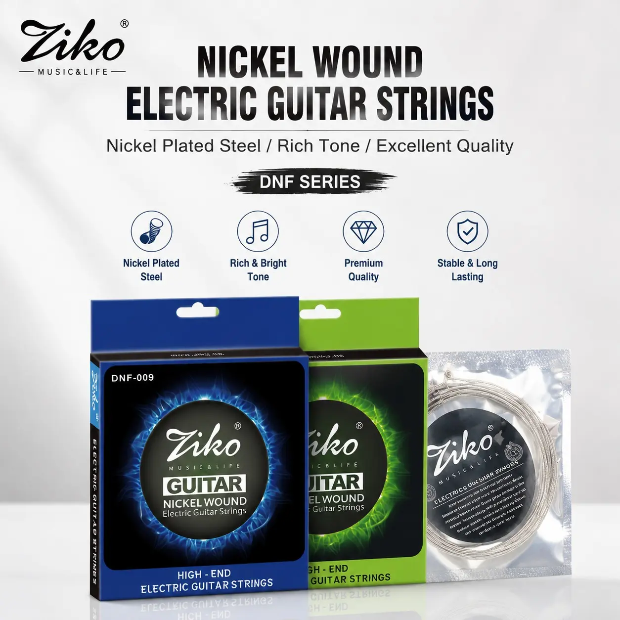 Ziko Single String Guitar Strings Ndf 009 010, Folk Acoustic Electric Guitar Strings, General Music Accessories, 98cm Dimension