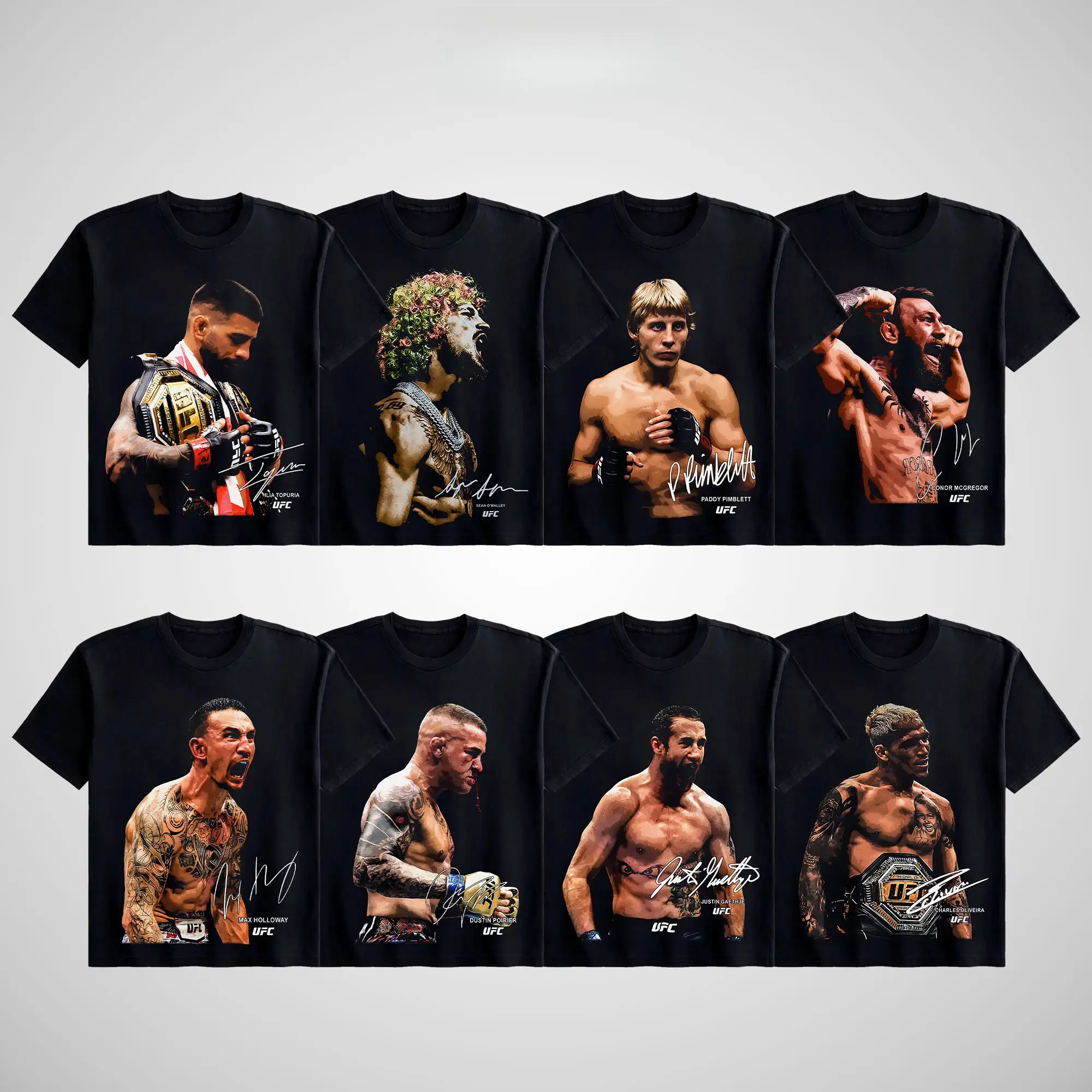 UFC Men's Short-Sleeve Fighters Collection T-Shirt, MMA Fan Champions Sports Shirt, Unisex Soft Cotton Streetwear Tee, Vintage Casual Style For UFC Fan, Fashion Short Sleeve Menswear Crewneck Top