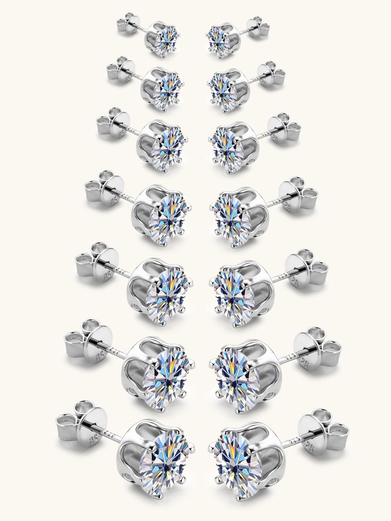 S925 Sterling Silver Synthetic Moissanite Earrings, Elegant Stud Earrings for Women & Girls, Trendy All-match & Exquisite Jewelry for Birthday Gift, Pretty Studs, High Quality Earrings