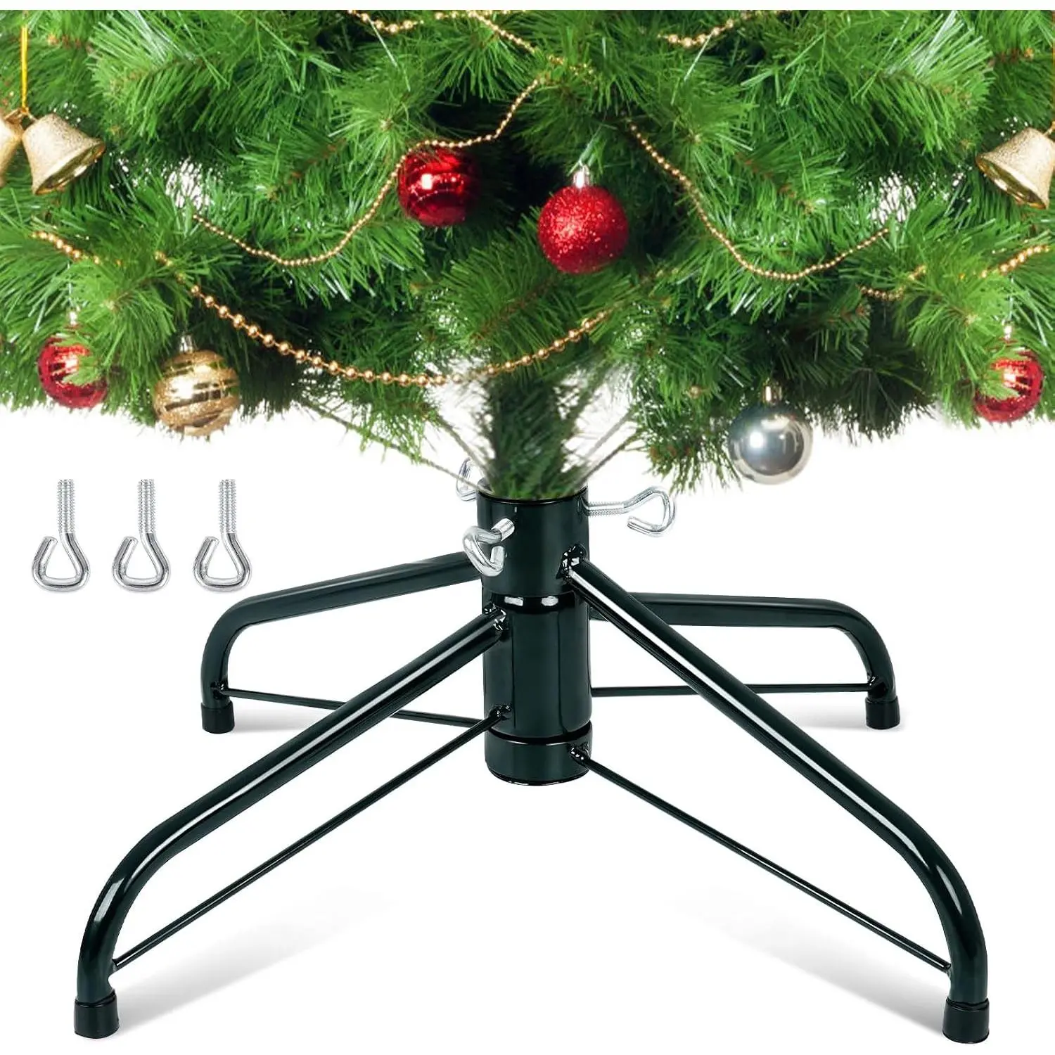 Christmas Tree Stand, Christmas Tree Base  (Length16.1, Dia 1.25") for Artificial Trees up to 2-7 FT Heavy Duty Folding Christmas Tree Stands Dark Green