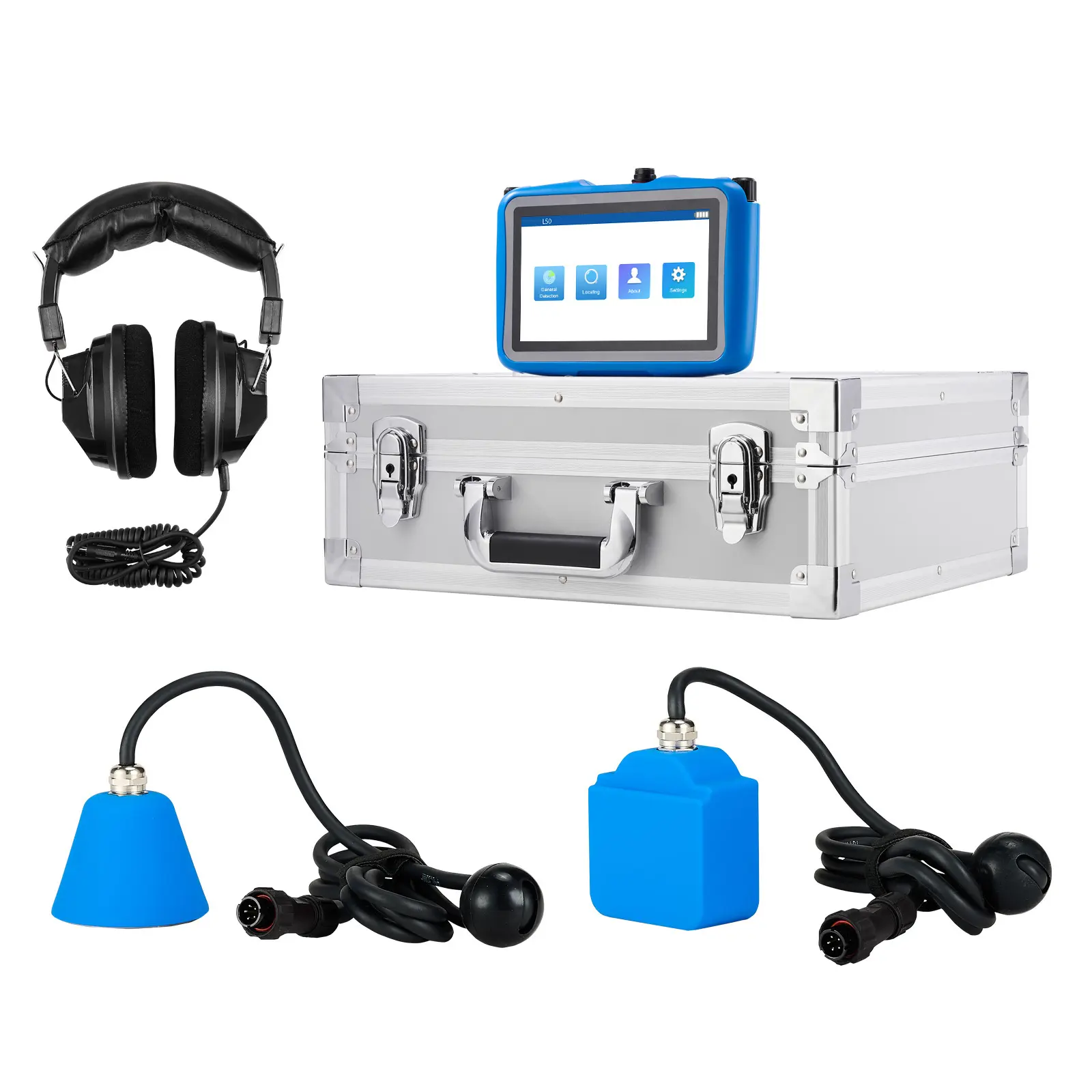Pipe Water Leak Detector for Indoors, 1Hz-10000Hz, 7" Touchscreen Plumbing Water Leakage Detection Locator with Horizontal & Vertical Sensors, Headphones, 8GB SD Card & Carry Case for Home Use
