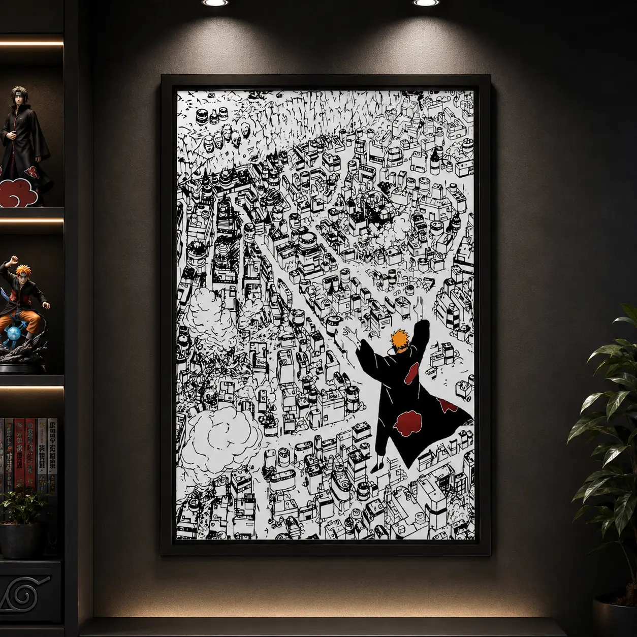 Naruto Pain 'Shinra Tensei' Canvas Wall Art – Iconic Manga Scene Destroying Konoha Poster Akatsuki Leader Epic Attack Print, Canvas Wall Decor, Anime Wall Art, Bedroom Canvas Poster, Naruto Anime Poster