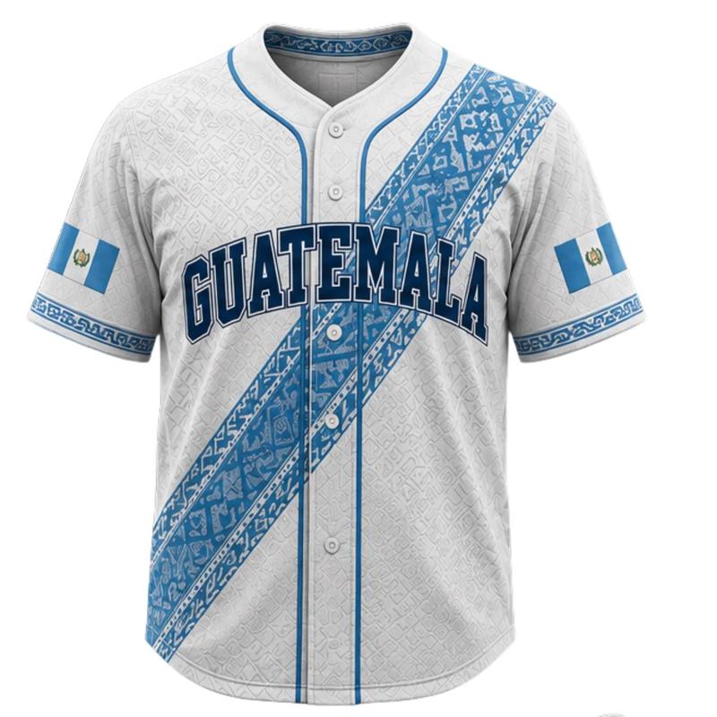 Men's Guatemala National Team Football Jersey - Short-Sleeve Standard-Cut Athletic Top, White Quetzal Bird & Pyramid Print, Male Wear for Match Day & Casual Use (Multi-Size)