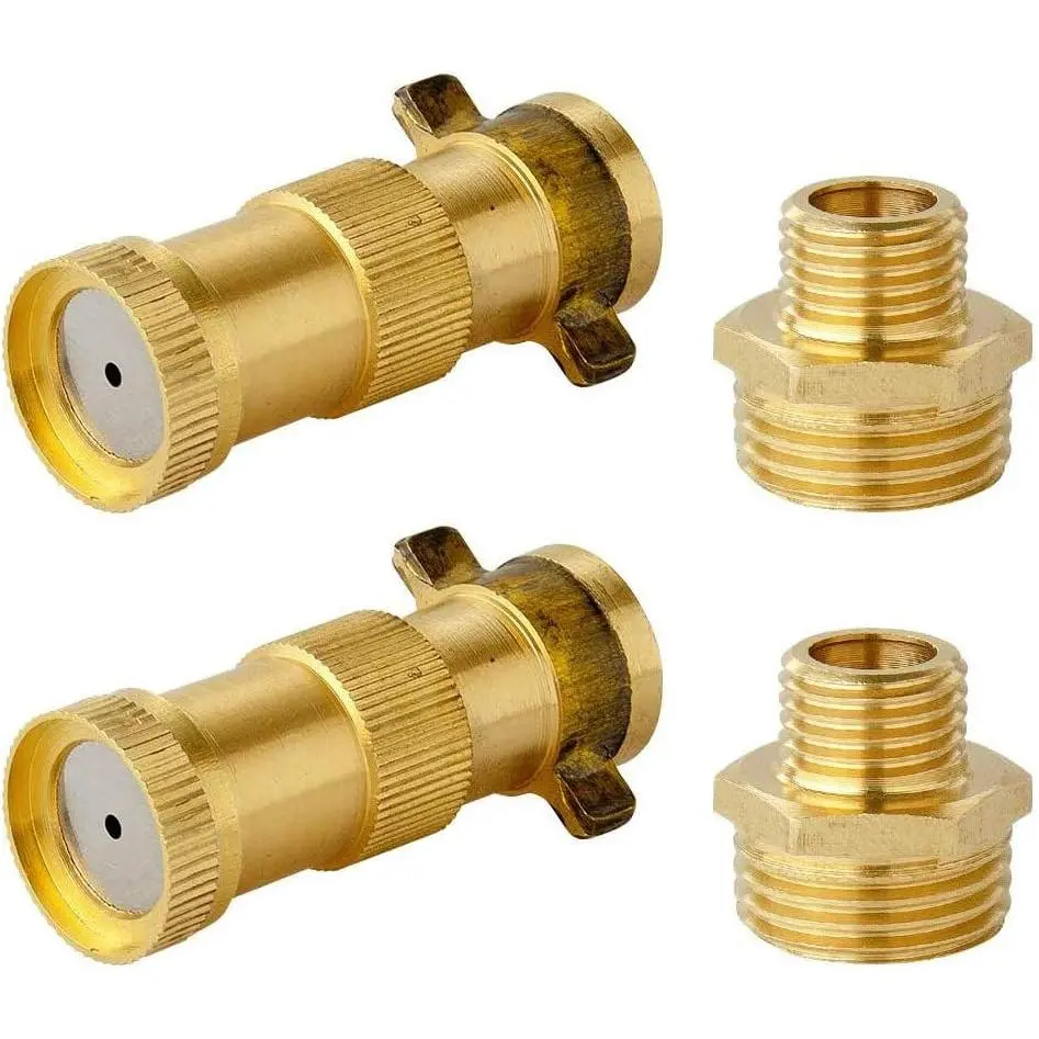 Brass Heavy Duty Misting  Nozzle, 1/2" BSPF High  Adjustable Garden Hose Atomizing  Sprinklers Agricultural Irrigation System Adapter Fitting (Pack of 2)