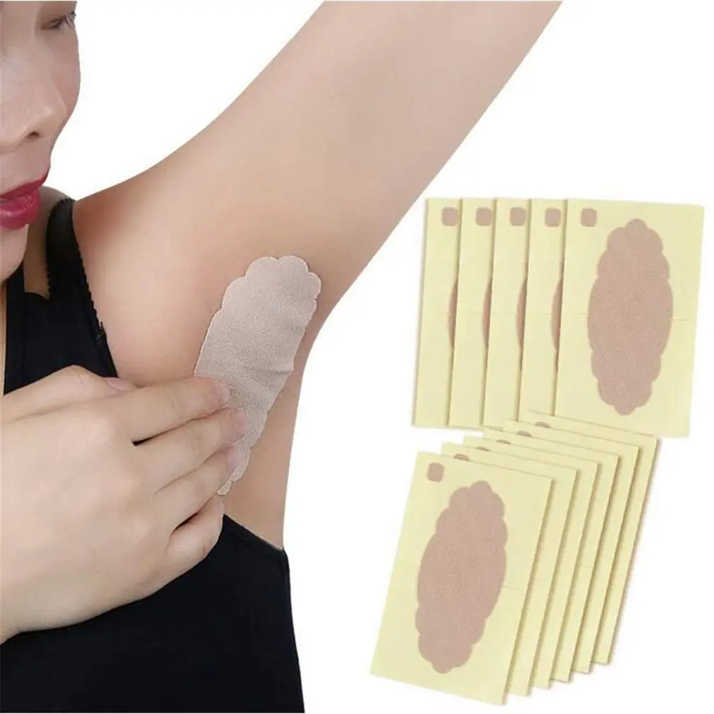 Underarm Sweat Pads, 10 Pcs Invisible Self-adhesive Cotton Armpit Antiperspirant Sticker, Disposable Anti Perspiration Absorbent Deodorant Prevention Pad, for Men Women Reduce Armpit Foot Sweat