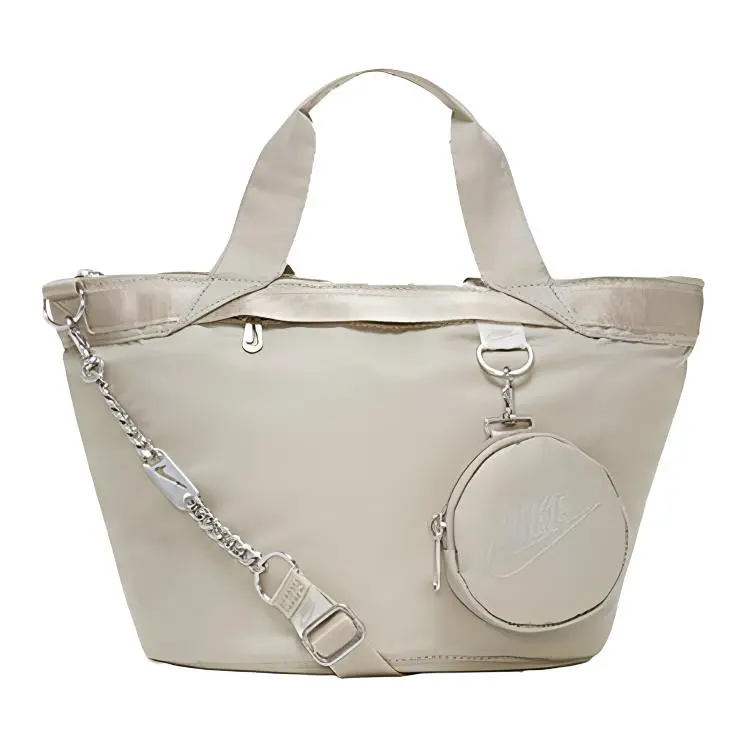 Nike Large-Capacity Fabric Two-in-One Tote Bag with Chain Strap for Women, Casual Style in Light Bone