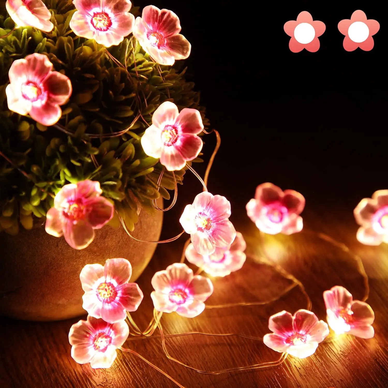 1 Pack Cherry Blossom Flower String Lights 13 FT 40 LEDs for Bedroom, Pink Fairy Lights USB and Battery Operated Decorative String Light Indoor Outdoorfidget toys