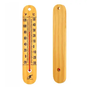 Large 10.5 Inch Vertical Wooden Thermometer | Indoor & Outdoor Use, -20°F to 120°F/-30°C to 50°C, Battery-Free, Weatherproof, Easy to Read & Ready to Hang