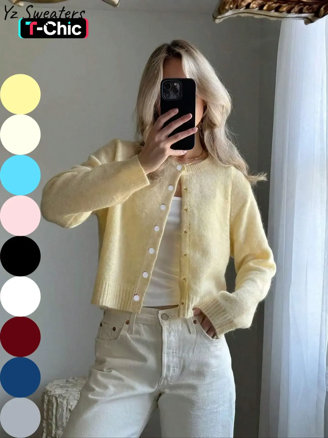 Women's Basic Solid Color Button Front Sweater Cardigan, Casual Long Sleeve Knitwear for Spring & Fall, Fashion Women's Knit Clothing for Daily Wear