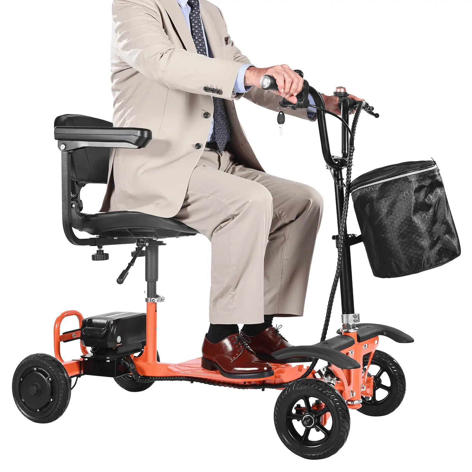 VEVOR 4-Wheel Folding Mobility Scooter for Adults Seniors, 265LBS Loading Electric Mobility Scooter, All-Terrain Travel Wheelchair with 48V Lithium Battery, 8" Solid Tires 8 Climbing Capacity