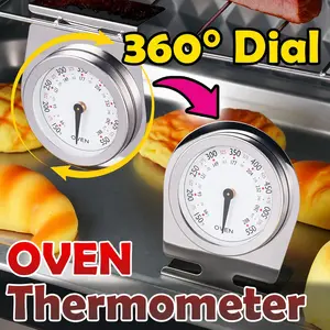 Kt Oven Thermometer, Stainless Steel Dual Scale Fahrenheit & Celsius, Battery-Free, with Stand, Accurate for BBQ, Baking, Kitchen Tool