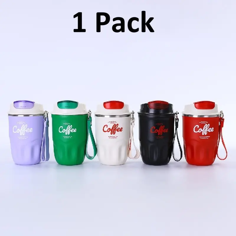 Portable Coffee Vacuum Flask, Stainless Steel Insulated Water Bottle, Travel Coffee Mug with Lid & Handle, Ideal for Home, Office, Outdoor Use