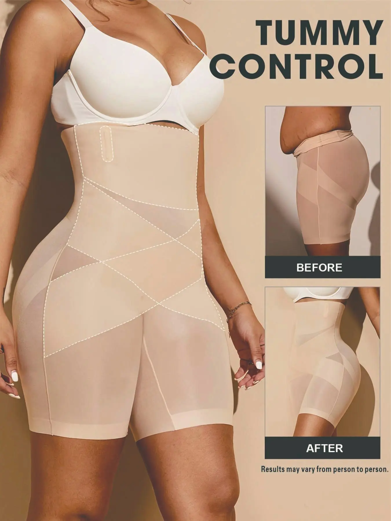 Women's High-Waisted Compression Shapewear Pants, Cross Pressure Tummy Control, Seamless Solid Color, Comfortable Breathable Mesh Patch, Everyday Ladies Underwear