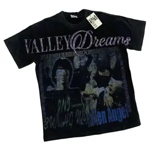 Retro Wash VALLEY Dreams Rhinestone Graphic T-Shirt Men Women Vintage Movie Poster Print Hot Drill Streetwear Oversized Tee