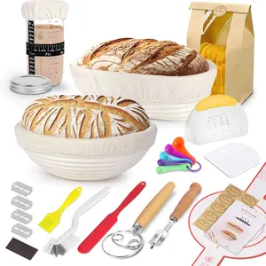 Sourdough Starter Kit, Banneton Bread Proofing Basket, Sourdough Bread Baking Supplies, Sourdough Tools, Bread Making Tools, Round & Oval Proofing Basket, 15 count