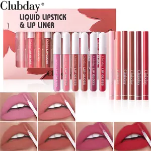 Long-Lasting Velvet Matte Lip Gloss and Liner Set, 6+6 Combination, Easy Application, Perfect for Bold Lips, Makeup Essentials, Lip Kits