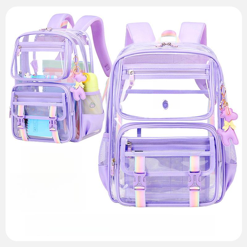 ERT-Clear Backpack, Heavy Duty Transparent Bookbag Girls Women, Stadium Approved See Through Backpack with Lunch Box