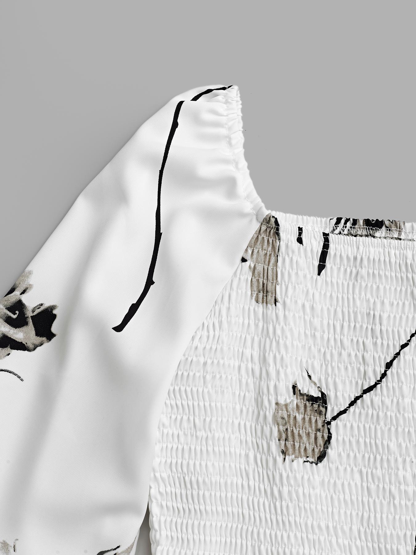 Women's Floral Print Dress, Elegant Fashion Casual Fitted A Line Dress for Daily Outdoor Wear, Women Dress for Spring Fall