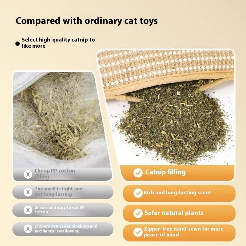 Interactive Catnip Sisal Pillow - Heavy Duty Cat Scratching Pad for Claw Care & Play, Eco-Friendly Natural Fiber Mat for Indoor Kittens & Adult Cats