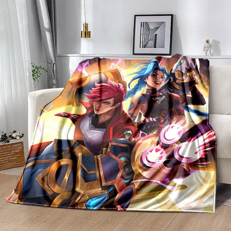 Arcane Vi & Jinx Pow Pow Cannon Epic Illustration Print Flannel Blanket All Season Cozy Travel Blanket, Perfect Birthday Gift For Arcane Fans