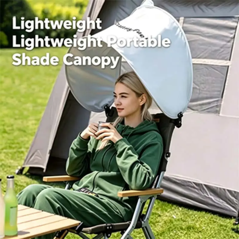 1pc-Clip-On Outdoor Sun Shade Canopy with Silver Coating, Excellent UV & Heat Blocking Performance. Easily attaches to camping chairs, lightweight foldable design for portable carry. Waterproof sun hood provides instant shelter for beach, picnic