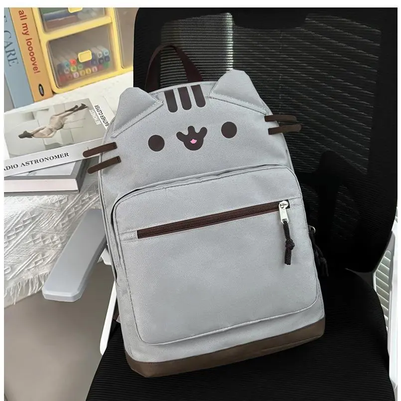 Cartoon Cat Canvas Backpack for Women, Chic Ins Style Daypack with Top Handle, Large Capacity Bag for School & Daily Use, Casual, Companion, Elegant