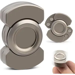 3-in-1 Fidget Toys Adults Kid: Spinner, Slider & Clicker – Magnetic Stainless Steel Bearing for Super-Stable Rotation – Stress Relief, Enhanced Focus, and Habit Breaking, Silverfidget toys