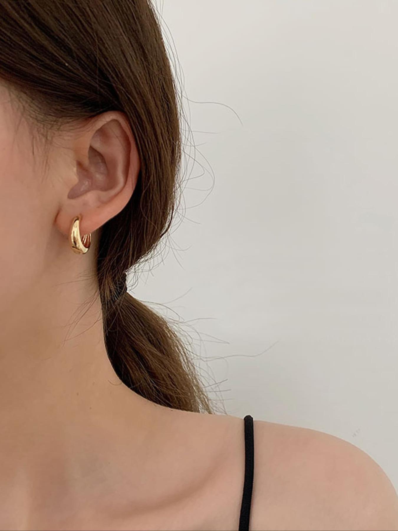 Women's Elegant irregular design Hoop Earrings, Exquisite Trendy Minimalist Hoop Earrings, Chic All-match Vintage Jewelry As Birthday Gift for Girlfriend, Hoop Earring Sets