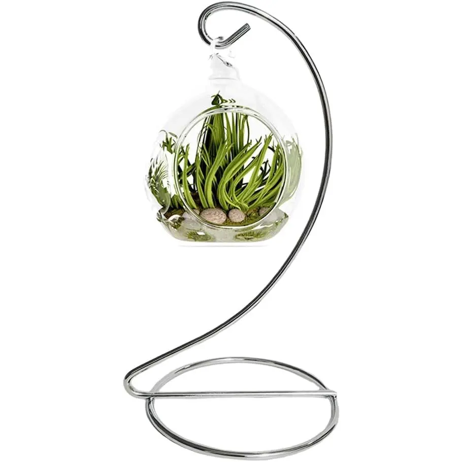 6 Inch  Ornament Display Stand, Metal Ornament Hanger Stand for  Glass Globe, Air  Terrarium, Christmas Ornament,  Ball,  Office Wedding Decoration (Sliver)