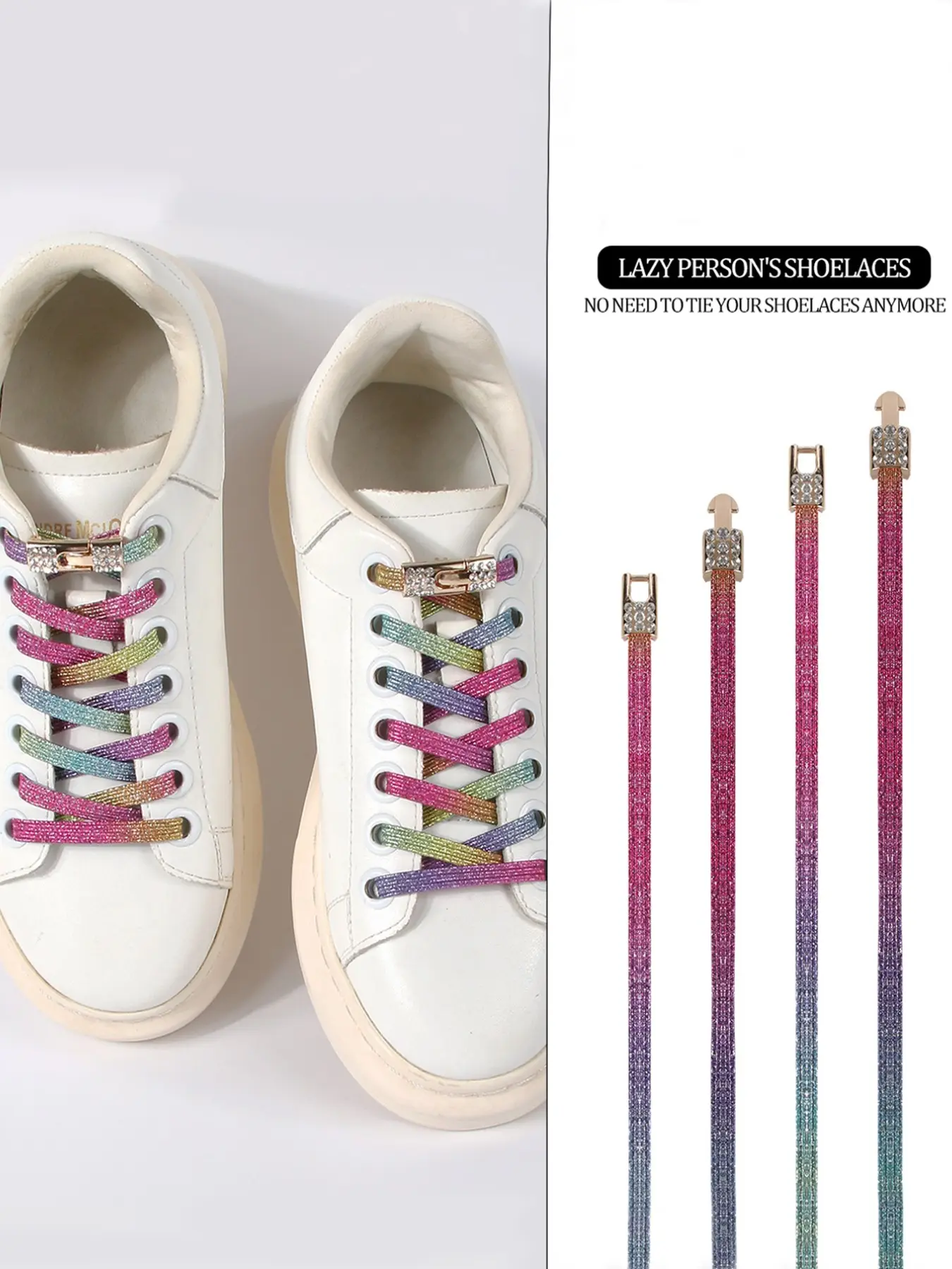 Flat Braided Elastic Shoelaces for Adults and Kids, No-Tie Lazy Shoelaces, Sporty Style, Metal Buckle, Convenient Shoe Laces